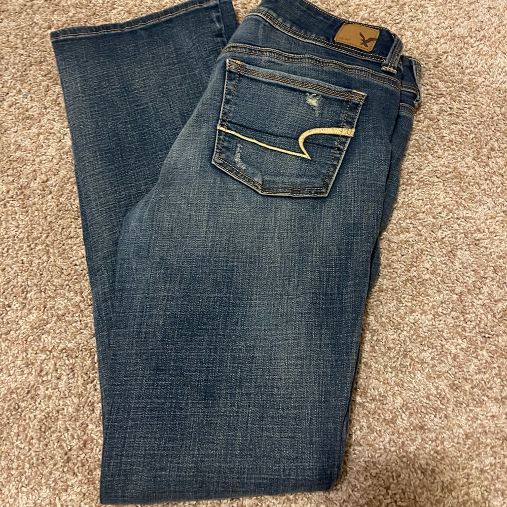 American Eagle Ripped Kick Boot Jeans